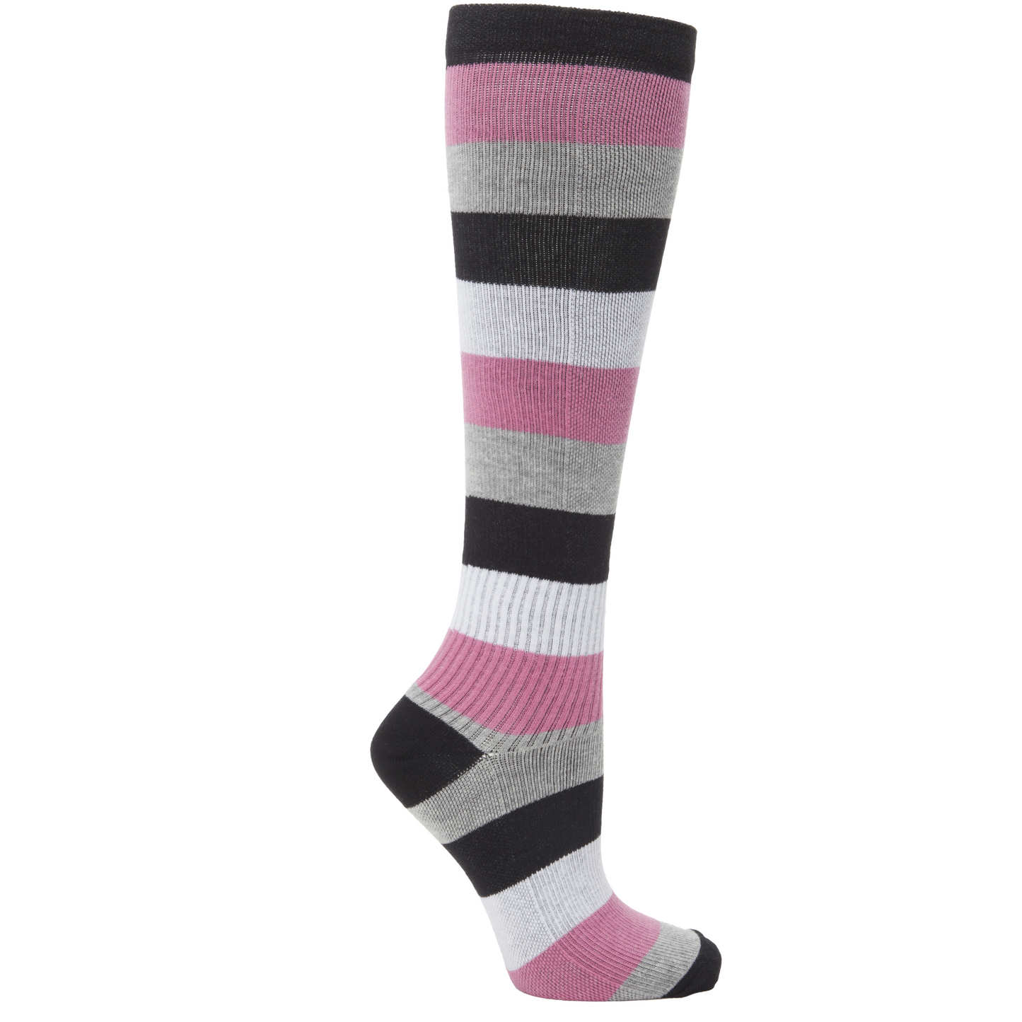 Stützstrumpf Rosa/grau gestreift