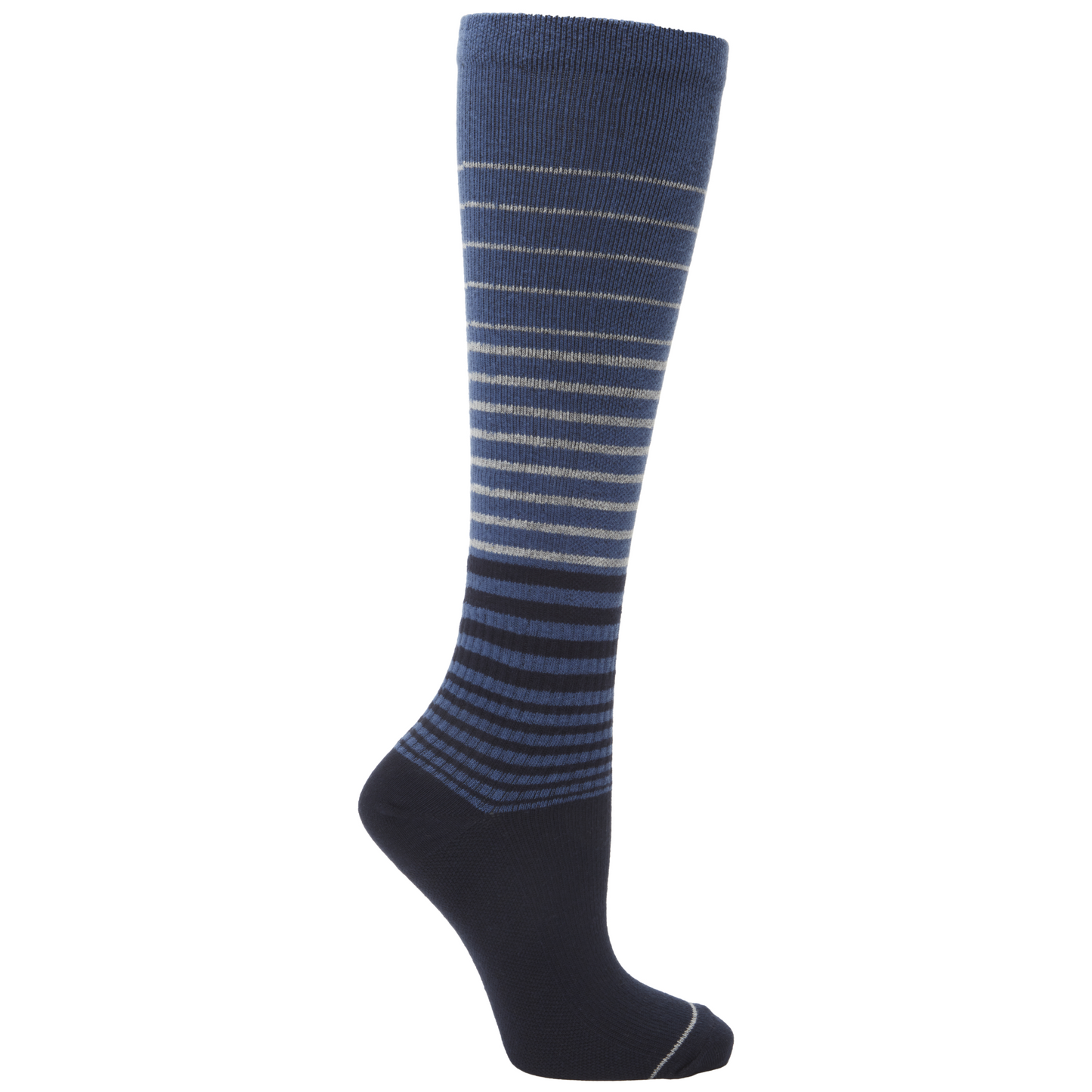 Stützstrumpf Blau-schwarz gestreift