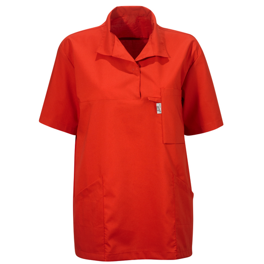 Röd bussarong med krage, unisexmodell från MedicWear