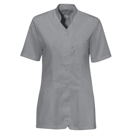 Vårdblus med krage grå